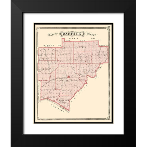 Warrick Indiana - Baskin 1876 Black Modern Wood Framed Art Print with Double Matting by Baskin