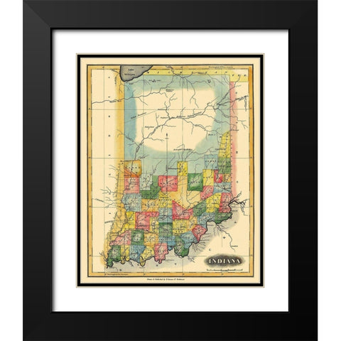 Indiana - Lucas 1823 Black Modern Wood Framed Art Print with Double Matting by Lucas