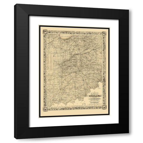 Indiana - Colton 1860 Black Modern Wood Framed Art Print with Double Matting by Colton