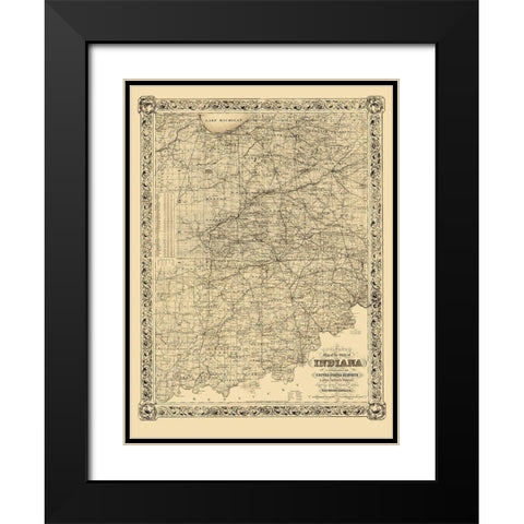 Indiana - Colton 1860 Black Modern Wood Framed Art Print with Double Matting by Colton
