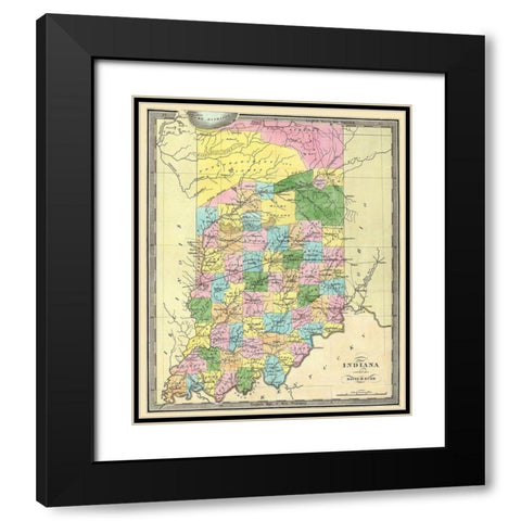 Indiana - Burr 1835 Black Modern Wood Framed Art Print with Double Matting by Burr