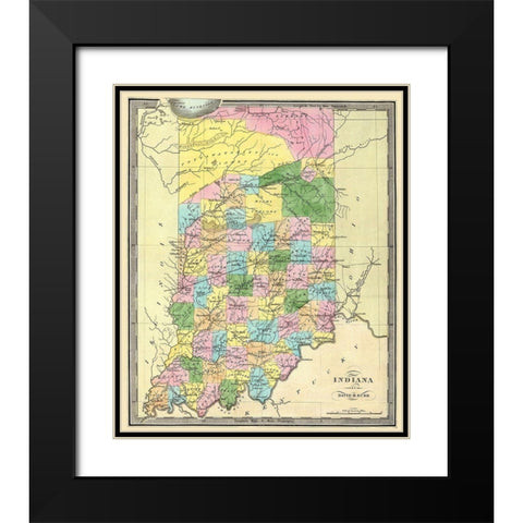 Indiana - Burr 1835 Black Modern Wood Framed Art Print with Double Matting by Burr