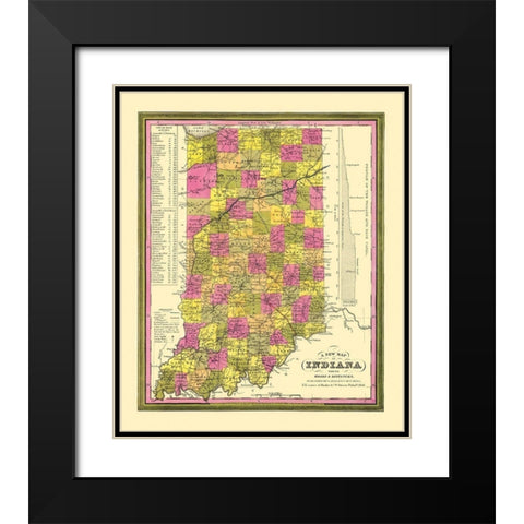 Indiana - Mitchell 1846 Black Modern Wood Framed Art Print with Double Matting by Mitchell