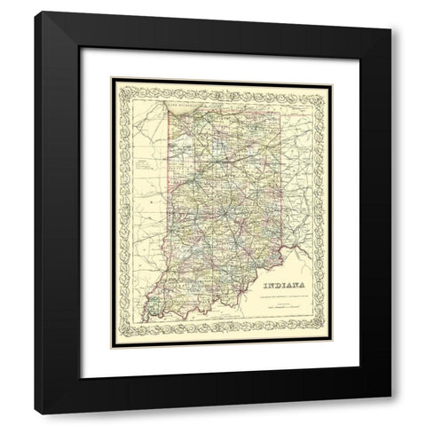 Indiana - Colton 1856 Black Modern Wood Framed Art Print with Double Matting by Colton