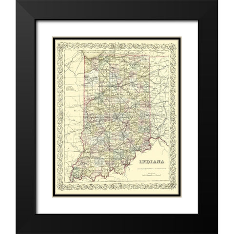 Indiana - Colton 1856 Black Modern Wood Framed Art Print with Double Matting by Colton