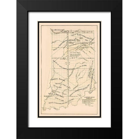 Indiana - Collot 1882 Black Modern Wood Framed Art Print with Double Matting by Collot