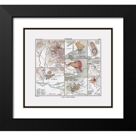 Ancient Cities Europe Africa - Perthes 1896 Black Modern Wood Framed Art Print with Double Matting by Perthes