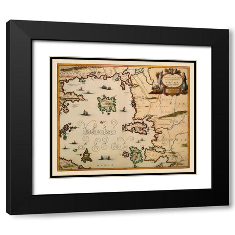 Aegean Islands Greece - Jansson 1654 Black Modern Wood Framed Art Print with Double Matting by Jansson