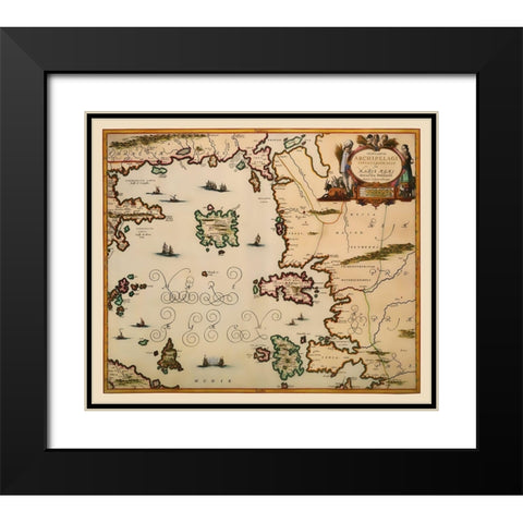 Aegean Islands Greece - Jansson 1654 Black Modern Wood Framed Art Print with Double Matting by Jansson