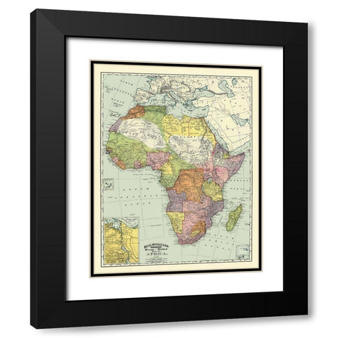 Africa - Rand McNally 1897 Black Modern Wood Framed Art Print with Double Matting by Rand McNally