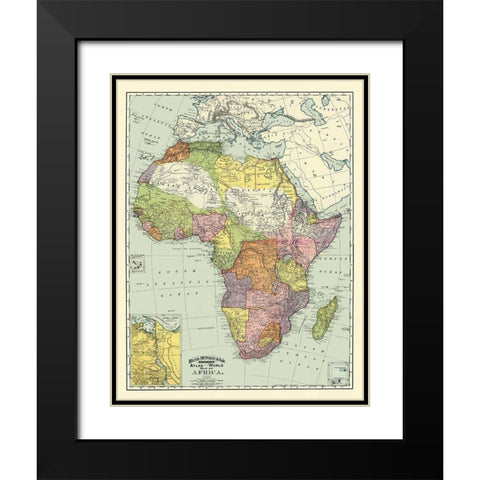 Africa - Rand McNally 1897 Black Modern Wood Framed Art Print with Double Matting by Rand McNally