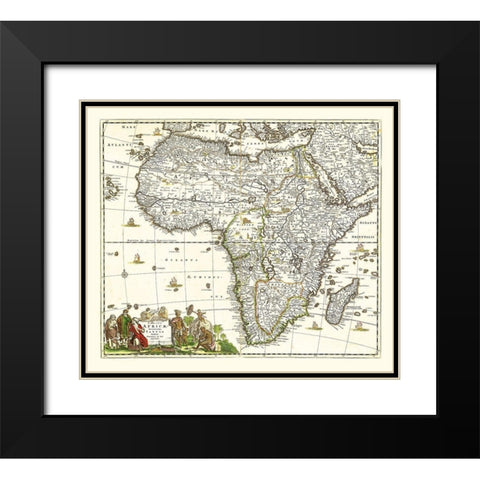 Africa - De Wit 1688 Black Modern Wood Framed Art Print with Double Matting by De Wit