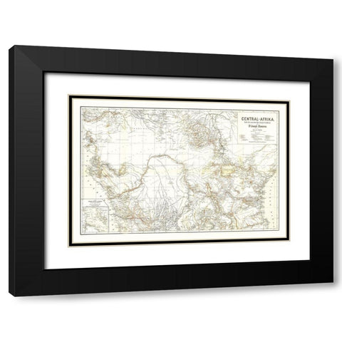 Central Africa - Hart 1885 Black Modern Wood Framed Art Print with Double Matting by Hart