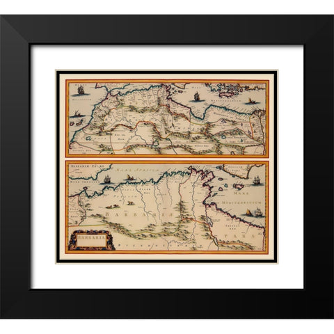 Africa Northern Coast - Blaeu 1650 Black Modern Wood Framed Art Print with Double Matting by Blaeu
