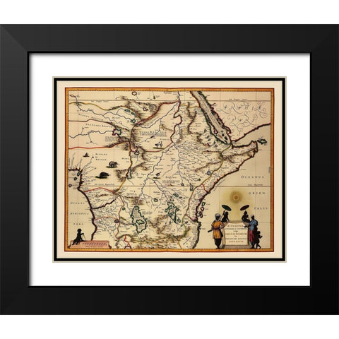 Eastern Africa - Blaeu 1635 Black Modern Wood Framed Art Print with Double Matting by Blaeu