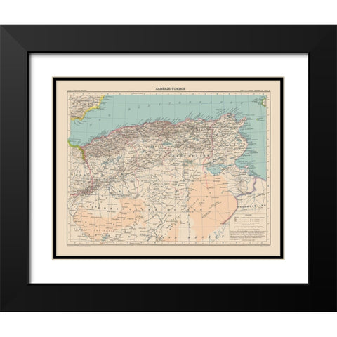 Algeria Tunisia - Schrader 1908 Black Modern Wood Framed Art Print with Double Matting by Schrader