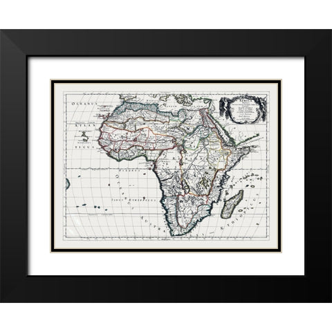 Africa - Sanson 1641 Black Modern Wood Framed Art Print with Double Matting by Sanson