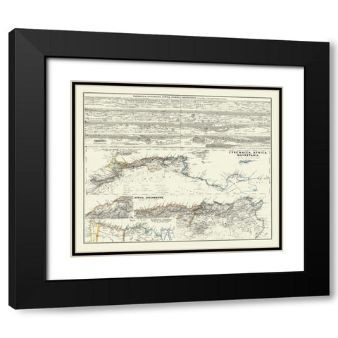 Cyrenaica Numidia Mauretania Africa - Spruner 1865 Black Modern Wood Framed Art Print with Double Matting by Spruner