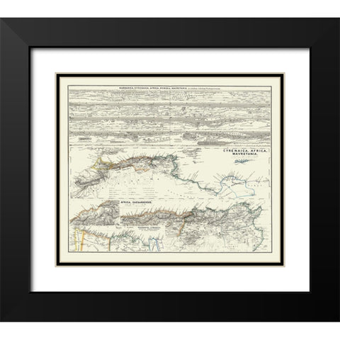 Cyrenaica Numidia Mauretania Africa - Spruner 1865 Black Modern Wood Framed Art Print with Double Matting by Spruner