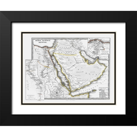 Arabia Ethiopia Egypt - Spruner 1865 Black Modern Wood Framed Art Print with Double Matting by Spruner
