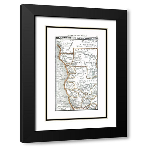 North Western Africa - Alden 1886 Black Modern Wood Framed Art Print with Double Matting by Alden
