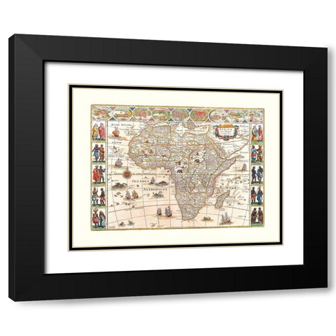 Africa - Blaeu 1630 Black Modern Wood Framed Art Print with Double Matting by Blaeu