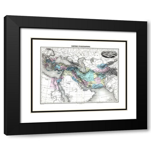 Alexander the Great Empire Europe Asia - Lacoste Black Modern Wood Framed Art Print with Double Matting by Lacoste