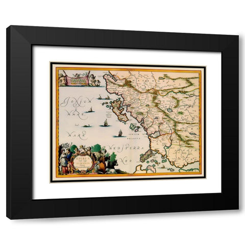 Albania Greece - Jansson 1654 Black Modern Wood Framed Art Print with Double Matting by Jansson