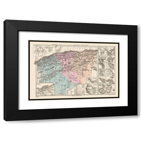 Algeria French Colonies Africa - Drioux 1882 Black Modern Wood Framed Art Print with Double Matting by Drioux