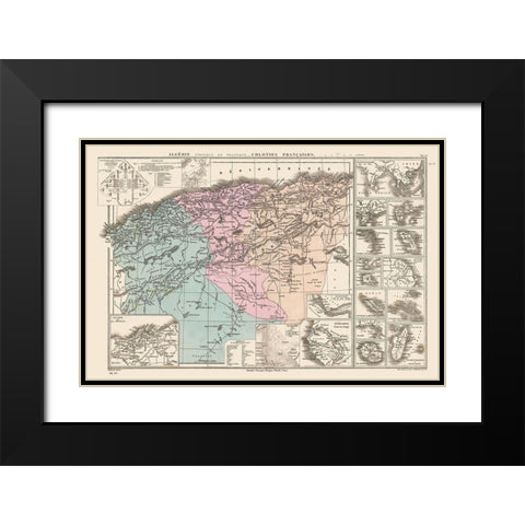 Algeria French Colonies Africa - Drioux 1882 Black Modern Wood Framed Art Print with Double Matting by Drioux