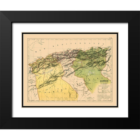 Algeria Africa - Cortambert 1880 Black Modern Wood Framed Art Print with Double Matting by Cortambert