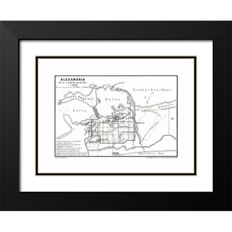 Alexandria 3 to 5 BC Egypt - Baedeker 1913 Black Modern Wood Framed Art Print with Double Matting by Baedeker