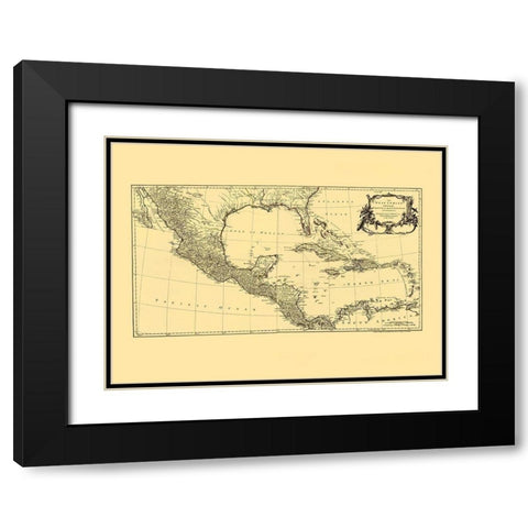 Americas Caribbean Gulf of Mexico - Jefferys 1760 Black Modern Wood Framed Art Print with Double Matting by Jefferys