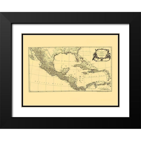 Americas Caribbean Gulf of Mexico - Jefferys 1760 Black Modern Wood Framed Art Print with Double Matting by Jefferys