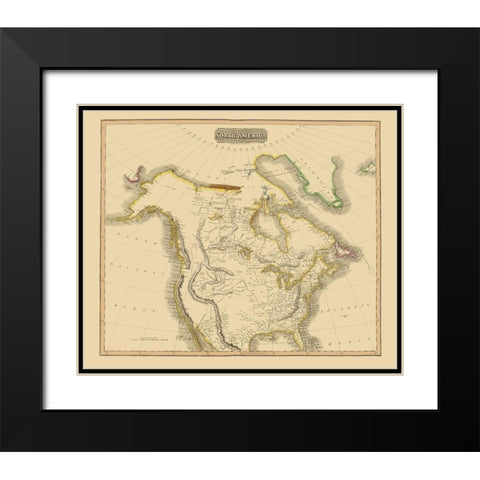 North America - Thomson 1814 Black Modern Wood Framed Art Print with Double Matting by Thomson