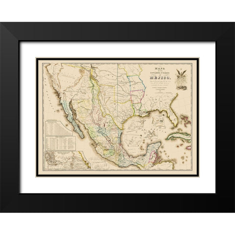 Mexico United States Territories - Disturnell 1847 Black Modern Wood Framed Art Print with Double Matting by Disturnell