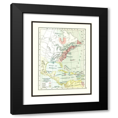 Eastern Central America - Gardiner 1755 Black Modern Wood Framed Art Print with Double Matting by Gardiner