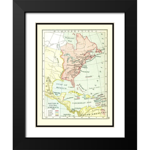 Eastern Central America - Gardiner 1763 Black Modern Wood Framed Art Print with Double Matting by Gardiner