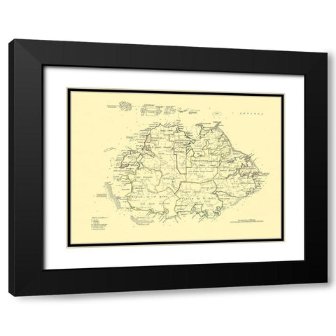 Antigua - Jefferys 1775 Black Modern Wood Framed Art Print with Double Matting by Jefferys