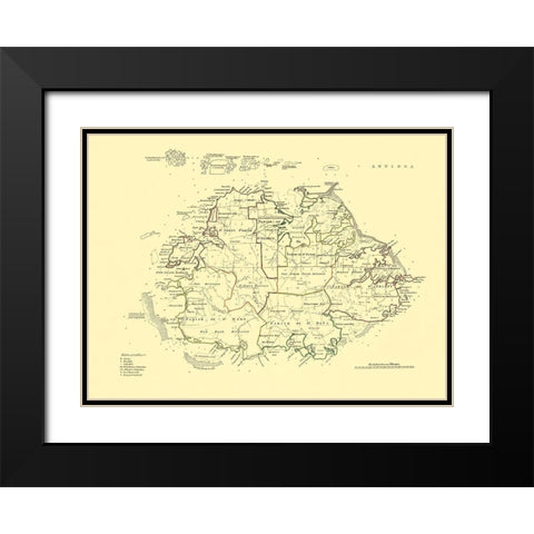 Antigua - Jefferys 1775 Black Modern Wood Framed Art Print with Double Matting by Jefferys