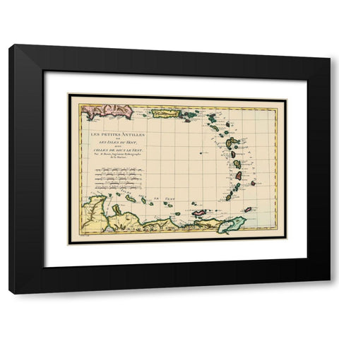 Antilles - Bonne 1787 Black Modern Wood Framed Art Print with Double Matting by Bonne
