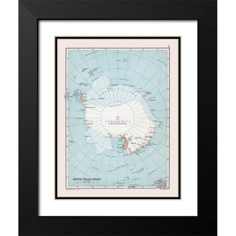 Antarctica - Bartholomew 1892 Black Modern Wood Framed Art Print with Double Matting by Bartholomew