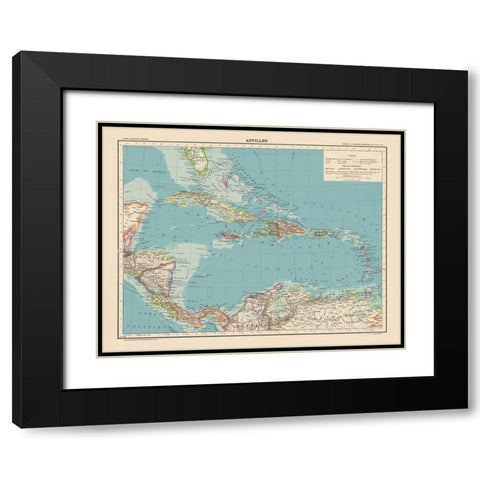 Antilles Central America Caribbean - Schrader 1908 Black Modern Wood Framed Art Print with Double Matting by Schrader