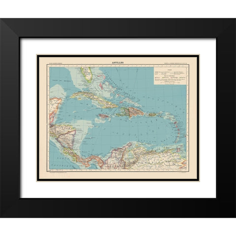 Antilles Central America Caribbean - Schrader 1908 Black Modern Wood Framed Art Print with Double Matting by Schrader
