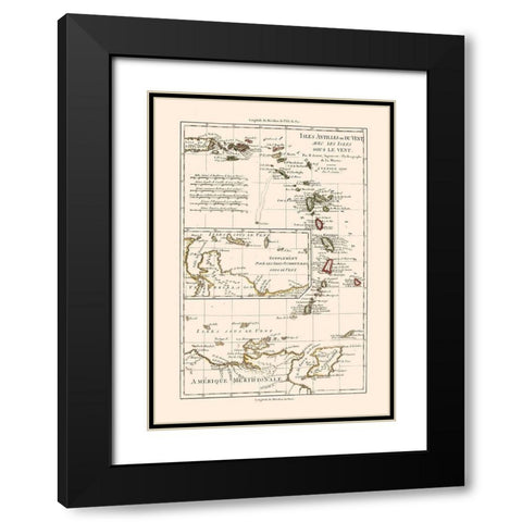 Lesser Antilles - Santini 1794  Black Modern Wood Framed Art Print with Double Matting by Santini