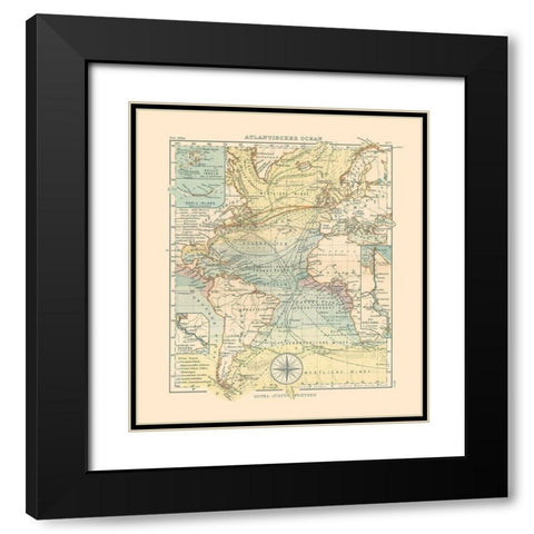 Atlantic Ocean - Perthes 1914 Black Modern Wood Framed Art Print with Double Matting by Perthes
