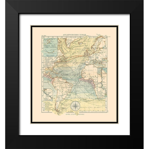 Atlantic Ocean - Perthes 1914 Black Modern Wood Framed Art Print with Double Matting by Perthes