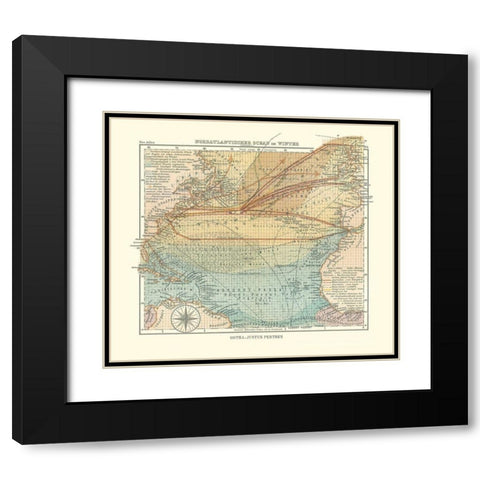 North Atlantic Ocean in Winter - Perthes 1914 Black Modern Wood Framed Art Print with Double Matting by Perthes