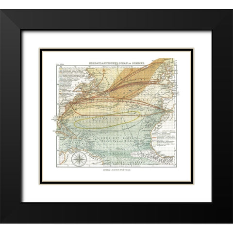 North Atlantic Ocean in Summer - Perthes 1914 Black Modern Wood Framed Art Print with Double Matting by Perthes