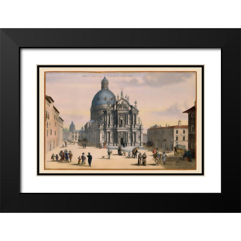 Apostles Guesthouse Rome Italy - Visscher 1681 Black Modern Wood Framed Art Print with Double Matting by Visscher